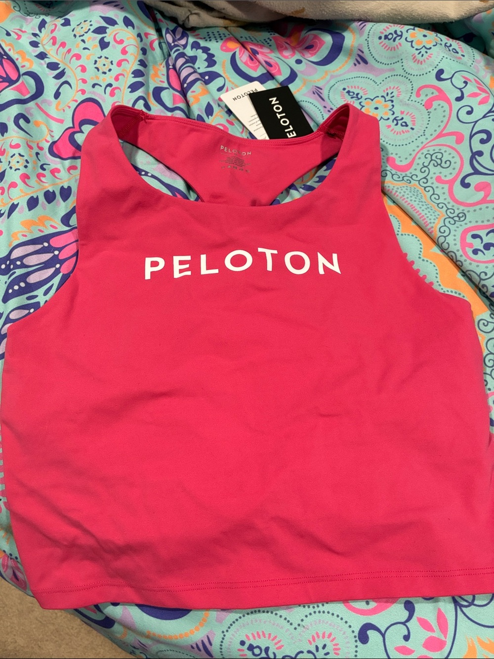 Peloton Hot Pink Racerback Crop Tank